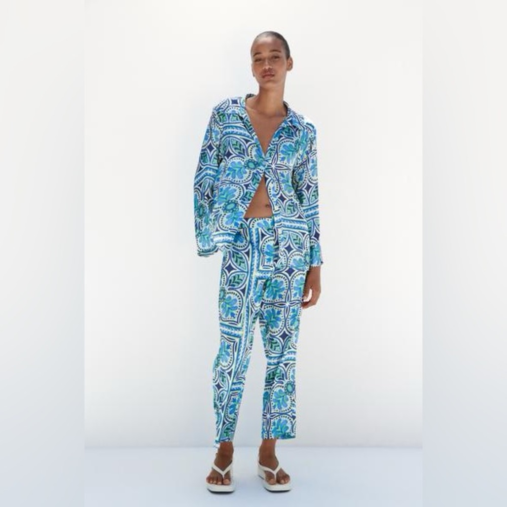 Patterned Blue and Green Women's Set